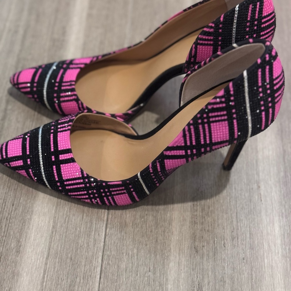 INC Stylish Pink Plaid Women's Heels